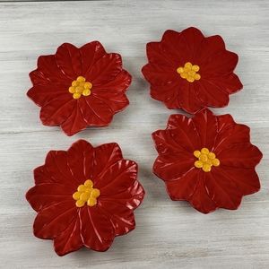 Vintage Poinsettia Ceramic Plates